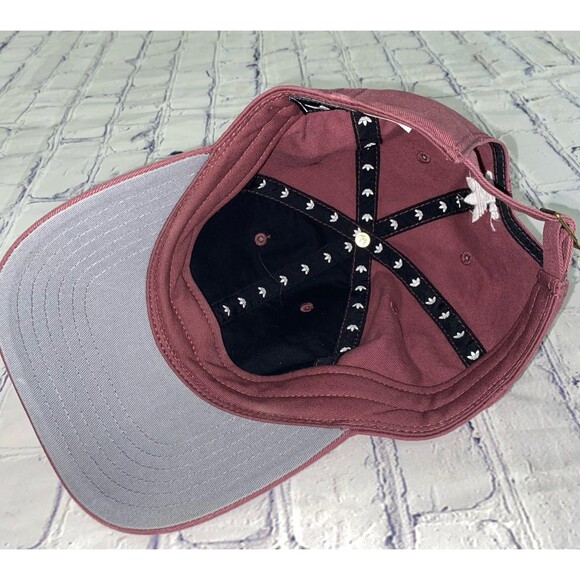 Adidas Cap Hat Women’s Adjustable Strap Burgandy Trefoil 3 Stripe Logo - Picture 7 of 8